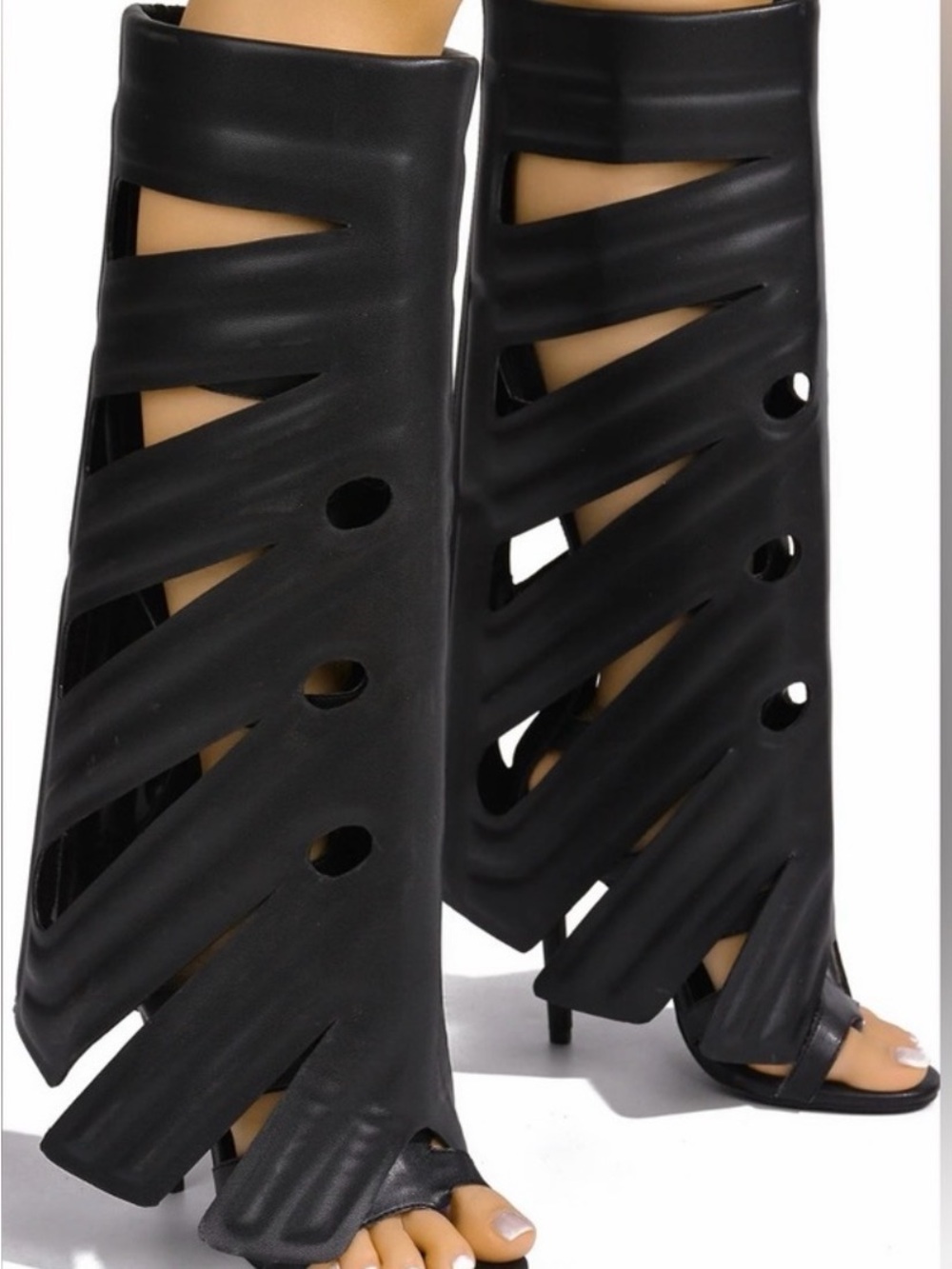 Cape Robbin Black Strappy Cutout High-Heel Sandals